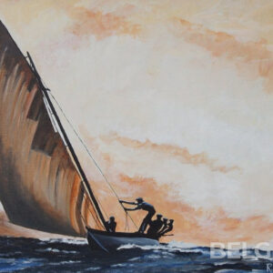 Whaling skiff under sail