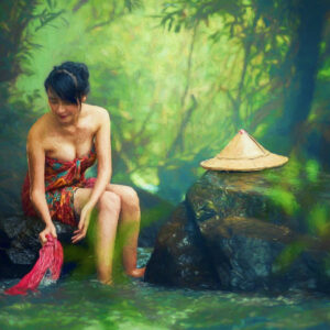 Asian Girl - Oil on paper