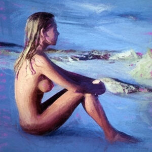 Meisje op het strand - Pastel