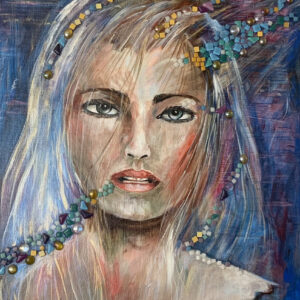 Girl with mosaic glass stones