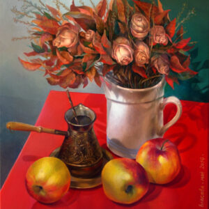 Still life with dried roses.