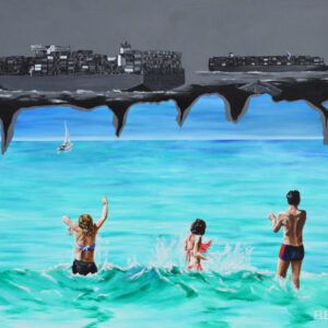 Beach fun versus container ships