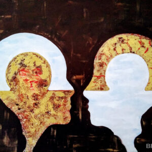 Couple with clouds in their heads