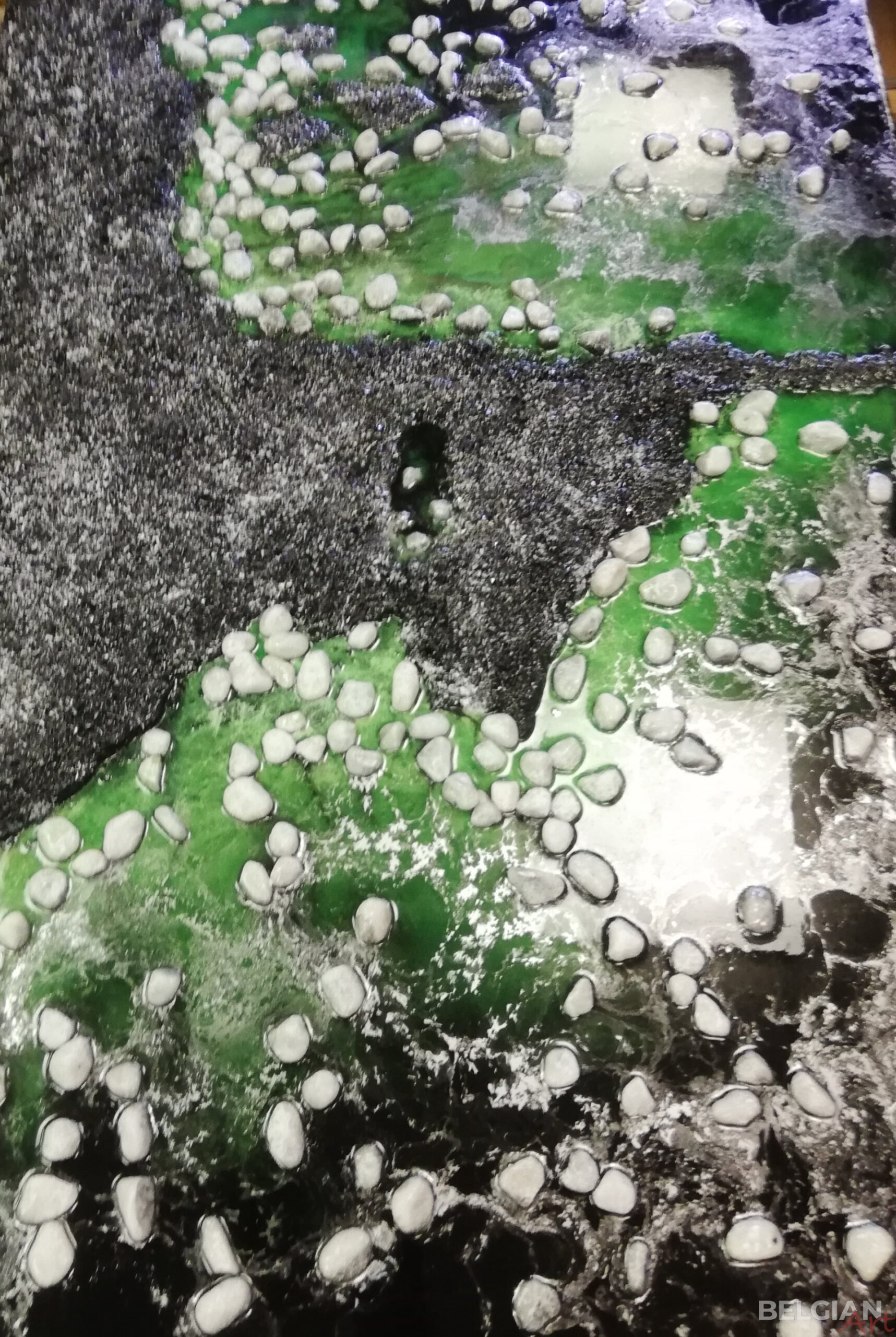 White stones in the water