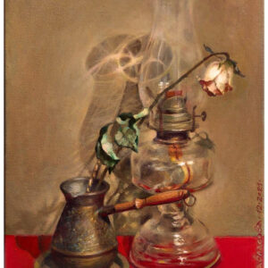 Still Life with Lamp and Dried Rose.