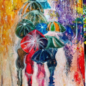 The girls in the rain