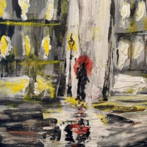 la jeune fille au parapluie rouge