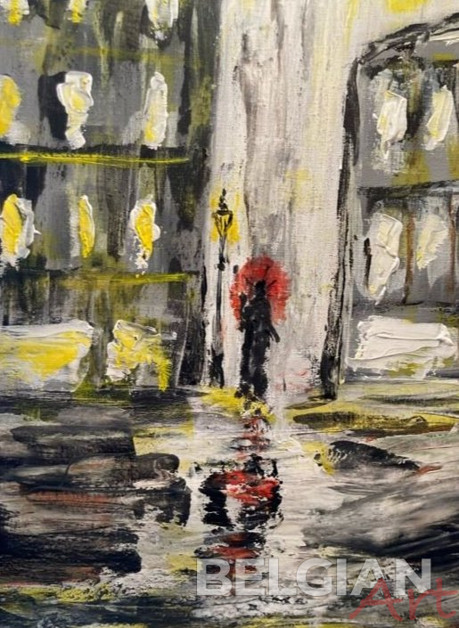 la jeune fille au parapluie rouge