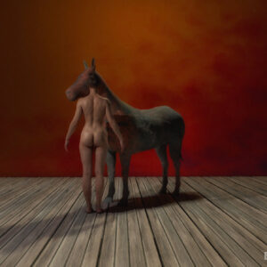 Woman with Sandstone Horse
