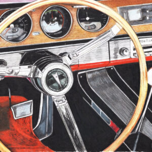 Driving a Pontiac GTO.