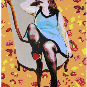painters model in an orange room