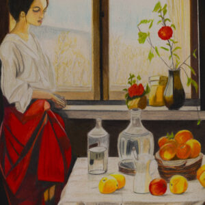 Woman at her window.