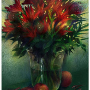 Flowers and apples.
