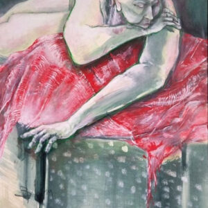 Resting on a red blanket