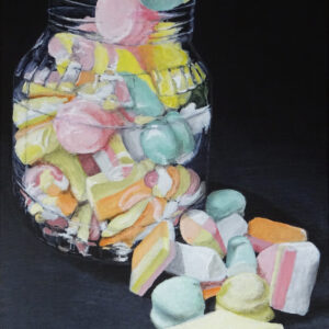 Jar of sweets on the left