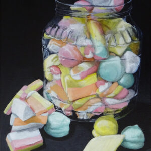A jar of sweets on the right